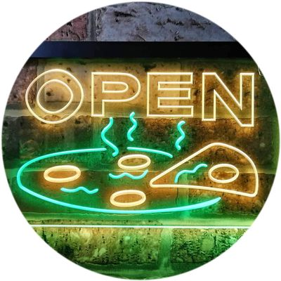 ADVPRO Pizza Open Shop Delivery Display Dual Color LED Neon Sign Green & Yellow 16" x 12" st6s43-i0496-gy