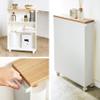 YAMAZAKI Home Slim Rolling Storage Cart  Narrow Bathroom Storage Cabinet with Handle, Slim Bathroom Storage Cart with Wheels, Easy Assembly, Steel + Wood, White, 27" - Steel - view 4
