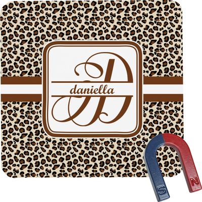 Personalized Leopard Print Square Fridge Magnet