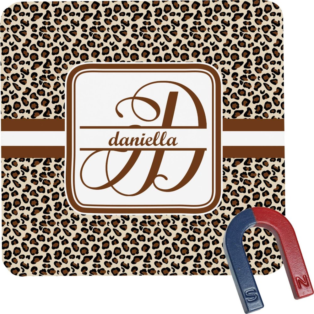 Personalized Leopard Print Square Fridge Magnet