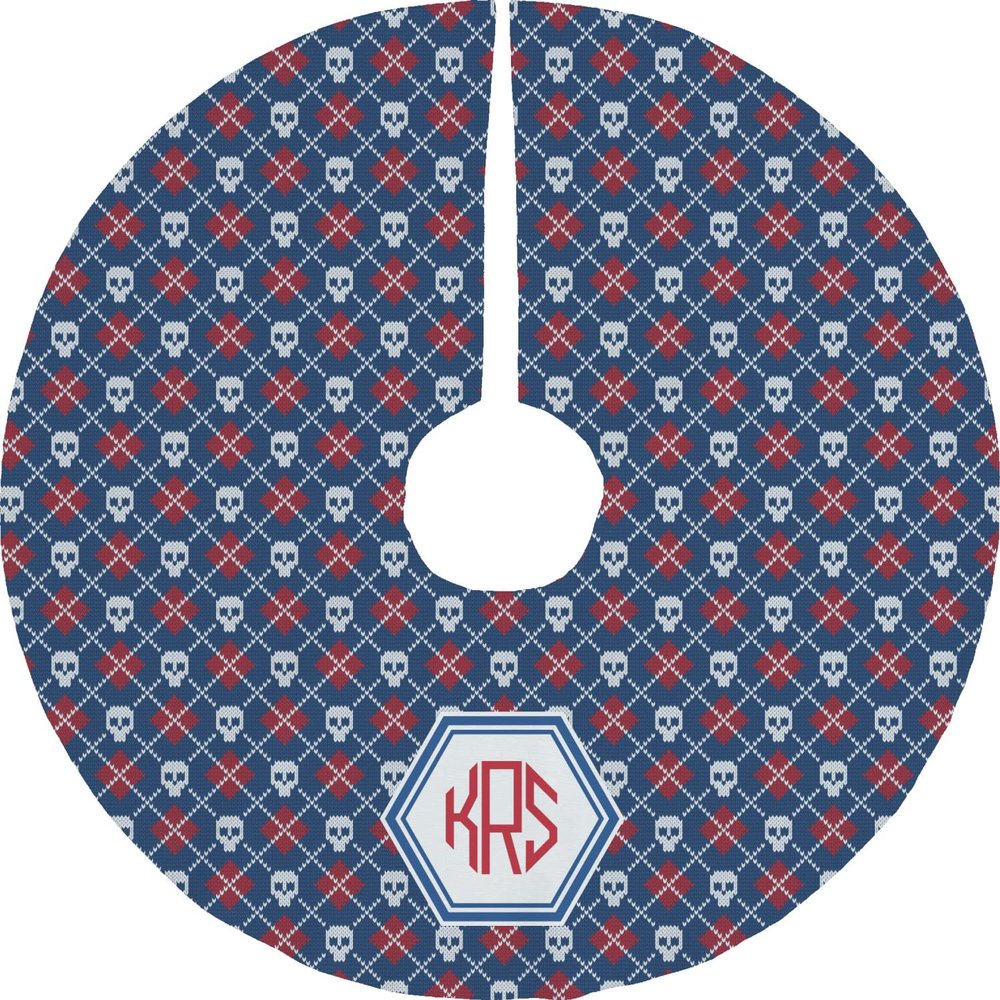 YouCustomizeIt Personalized Knitted Argyle & Skulls Tree Skirt