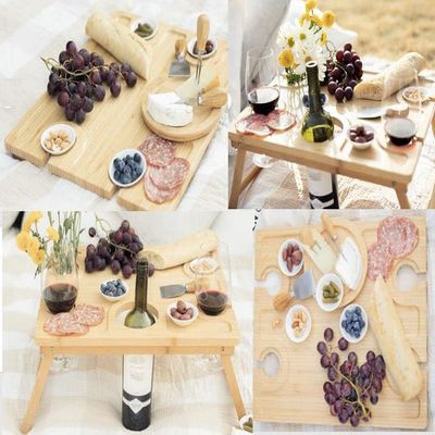 2 in 1 Large Cheese Board & Picnic Table with Lots of Free Accessories - Unique for Women, House Warming Gifts, New Home Presents, Anniversary, Wedding Gifts for Couples, Gift for Her