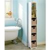 Thaweesuk Shop Slim Wood Storage Tower White Cabinet Bathroom Kitchen Apartment 9" sq. x 63-1/4"H with 6 Baskets 8" W x 7-1/4"D x 7-1/8"H of Set view 3