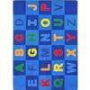 Joy Carpets Kid Essentials Patchwork Letters 5'4" x 7'8" Area Rug in Color Multi view 1