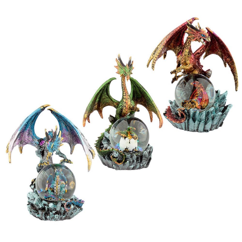 Puckator Crystal Orb Dark Legends Dragon Waterball Snow Globe x 1, Resin, Multi, Height 18cm Width 14-15cm Depth 11cm