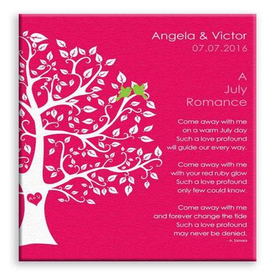 11x14 Mounted Canvas Art Print - July Romance Love Poem Personalized Engagement Gift - With Gift Wrapping LTC-C1707