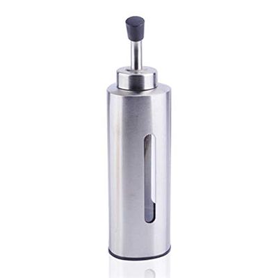 1pcs 250 ML Oil Dispenser Kitchen Gravy Boat Stainless Steel Proof Kitchen Supplies Bottle Stainless steel shell plasti inner - (Color: Black)