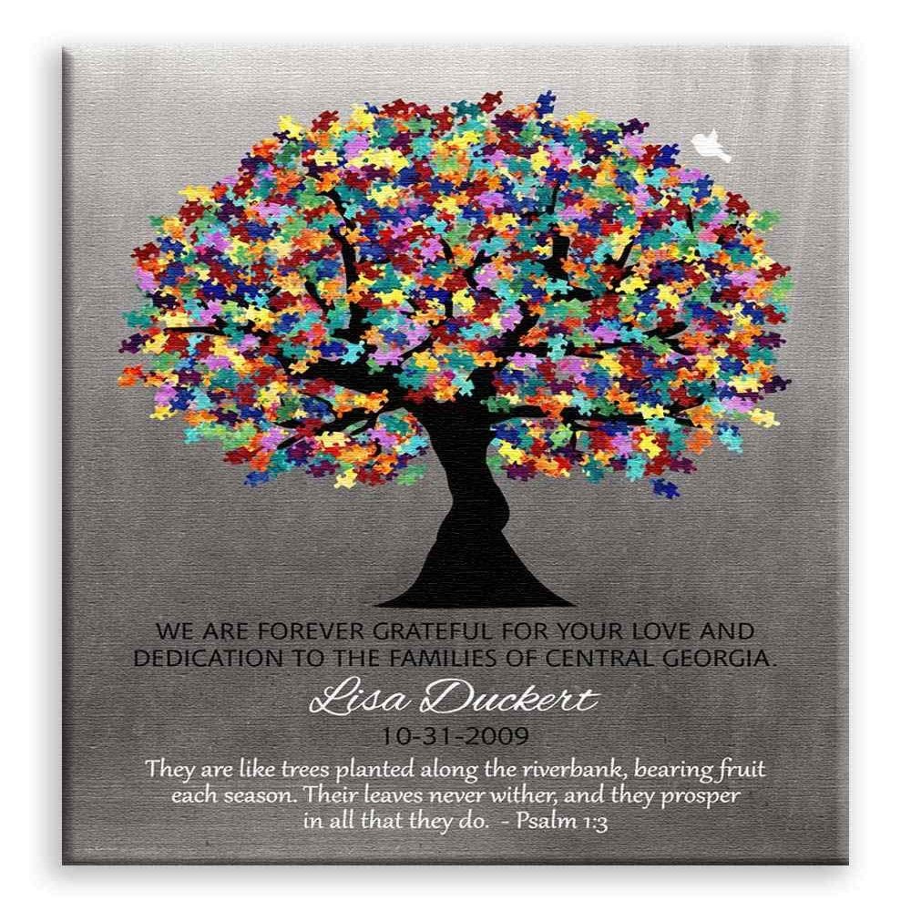 11x14 Mounted Canvas Art Print - Personalized Plaque, Autism Teacher Gift, Administration, Staff - With Gift Wrapping LTC-C1498