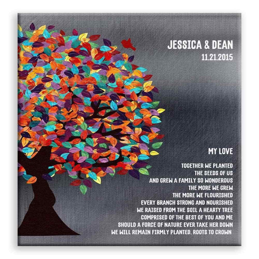 11x14 Mounted Canvas Art Print - My Love Poem Spring Wedding Tree Watercolor Leaves - With Gift Wrapping LTC-C1290