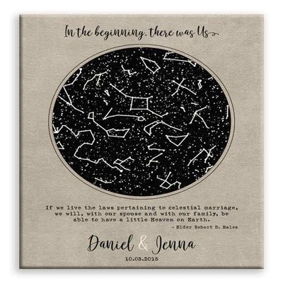 11x14 Mounted Canvas Art Print - Celestial Marriage, Custom Star Map, LDS, Elder Quote, in The Beginning, Night Sky - With Gift Wrapping LTC-C1735