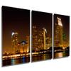 36 x 18 TOTAL - San Diego Night skyline Metal Print wall art 3 Panel split, Triptych HD aluminum multi panel print view 1