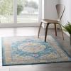 Modern Contemporary Living Lounge Area Rug Floor, Distressed Vintage Style, Fabric, Multi Blue view 3