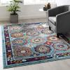 Modern Contemporary Living Lounge Area Rug Floor, Distressed Vintage, Fabric, Multi Blue view 3