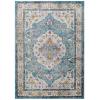 Modern Contemporary Living Lounge Area Rug Floor, Distressed Vintage Style, Fabric, Multi Blue view 1