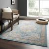 Modern Contemporary Living Lounge Area Rug Floor, Distressed Vintage Style, Fabric, Multi Blue view 3