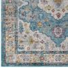 Modern Contemporary Living Lounge Area Rug Floor, Distressed Vintage Style, Fabric, Multi Blue view 4