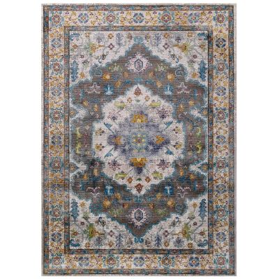 Modern Contemporary Living Lounge Area Rug Floor, Distressed Vintage, Fabric, Multi Colorful