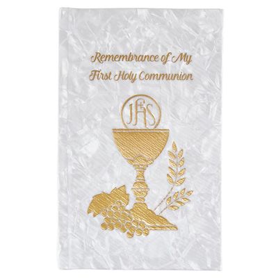 FavorOnline First communion Gold Missal/Prayer Book with Chalice and Mother of Pearl Like Hard Cover