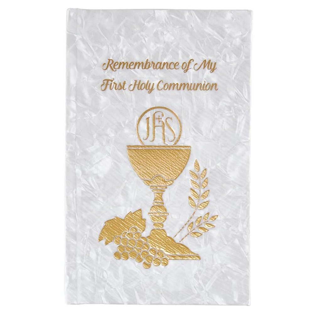 FavorOnline First communion Gold Missal/Prayer Book with Chalice and Mother of Pearl Like Hard Cover