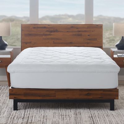 Ella Jayne Lofty 100% Cotton Plush Gel Fiber Filled Mattress Topper, 2" Extra Loft, Deep Elastic Skirt, Fits 22" Mattress - California King (72x84x2)