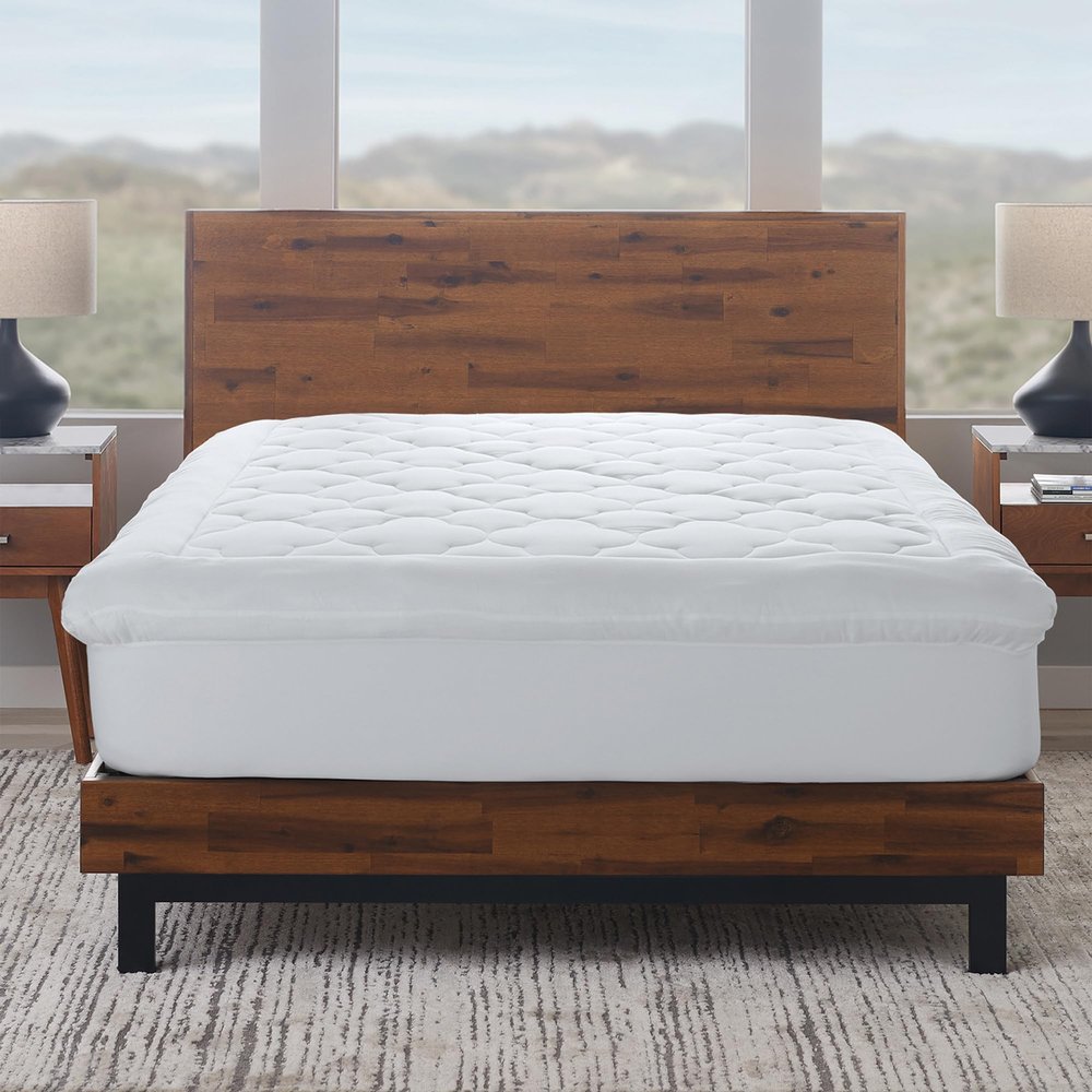 Ella Jayne Lofty 100% Cotton Plush Gel Fiber Filled Mattress Topper, 2" Extra Loft, Deep Elastic Skirt, Fits 22" Mattress - California King (72x84x2)