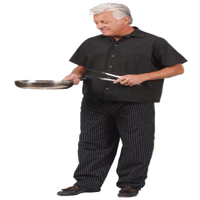 Fame Fabrics 82562 C25 Short Sleeves, 6 Snaps Cook Shirt, Black, MD