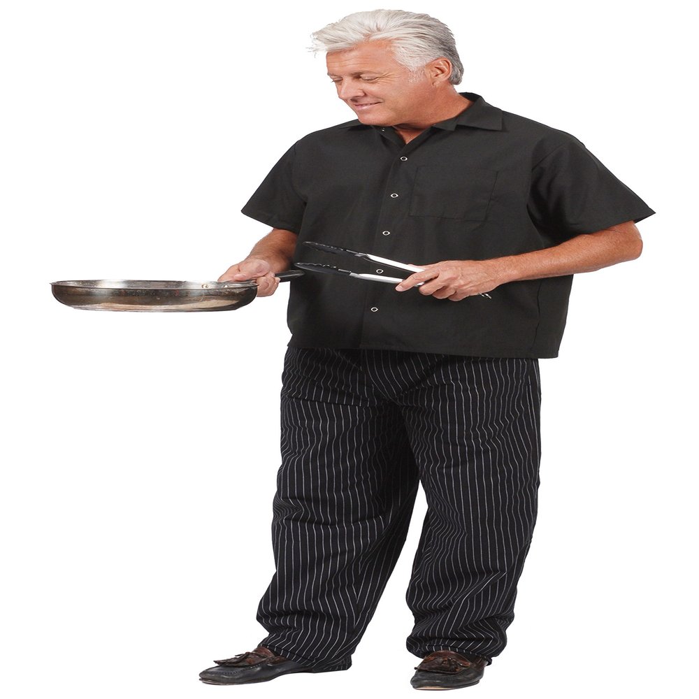 Fame Fabrics 82562 C25 Short Sleeves, 6 Snaps Cook Shirt, Black, MD