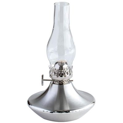 Danforth Pewter Cove Oil Lamp  Traditional and Vintage Style Oil Lamp  6" Tall with Glass Chimney, Made in USA