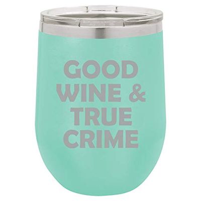 12 oz Double Wall Vacuum Insulated Stainless Steel Stemless Wine Tumbler Glass Coffee Travel Mug With Lid Funny Anesthetist Because CRNA School (Teal)