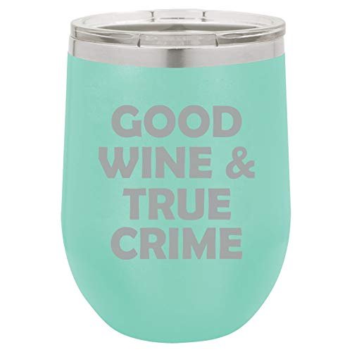 12 oz Double Wall Vacuum Insulated Stainless Steel Stemless Wine Tumbler Glass Coffee Travel Mug With Lid Funny Anesthetist Because CRNA School (Teal)