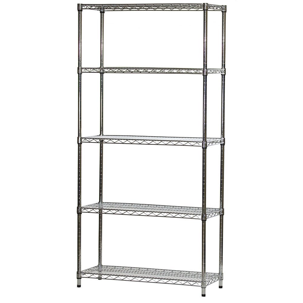 Shelving Inc. 14" d x 36" w x 64" h Chrome Wire Shelving with 5 Tier Shelves, Weight Capacity 800lbs Per Shelf