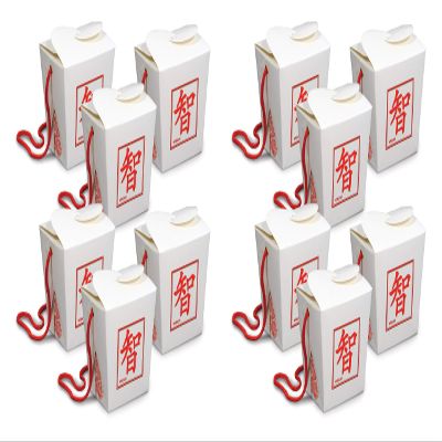 Beistle Asian Favor Boxes-Pint, 12 Piece, 3.75" x 3.25" x 3", Red/White