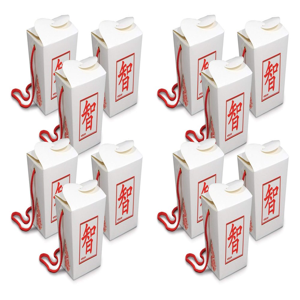 Beistle Asian Favor Boxes-Pint, 12 Piece, 3.75" x 3.25" x 3", Red/White