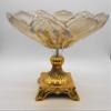 2070 Gold Pedestal Smoked Crystal vase/Decorative Fruit Bowl/Gift/Centerpiece view 2