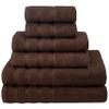 American Soft Linen 100% Carde Cotton 6 Piece Towel Set, 590 GSM Heavy Weight Soft Absorbent Turkish Towels for Bathroom, Dark Brown view 1