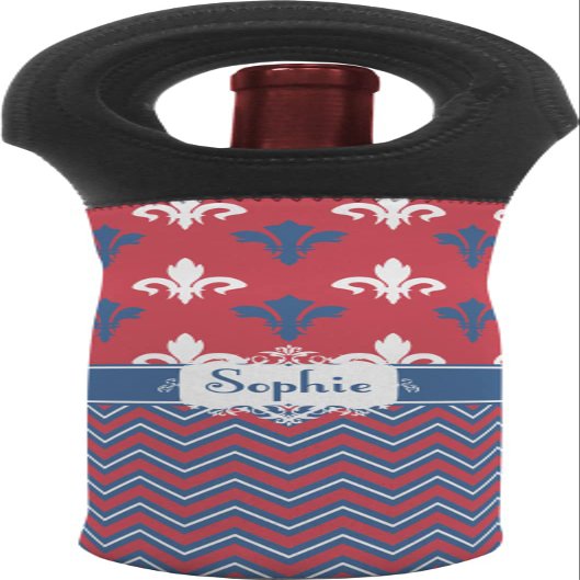 Personalized Patriotic Fleur de Lis Wine Tote Bag
