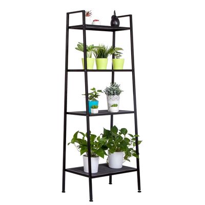 BINGKERS 4 Tiers Bookshelf Small 4 Tier Leaning Ladder Shelf Shelving Unit Bookcase Bookshelf Multi Use Display Storage Wall Shelves Unit Rack - Black