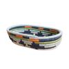 African Bread Basket- Mwangaza/Sisal and Sweetgrass/Woven Basket/Made in Rwanda/Blues, Orange, Green, Yellow, White view 1