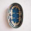 African Bread Basket- Mwangaza/Sisal and Sweetgrass/Woven Basket/Made in Rwanda/Blues, Orange, Green, Yellow, White view 4