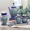 Blue Rose Polish Pottery Mardi Gras Small Cream & Sugar Set with Tray view 2