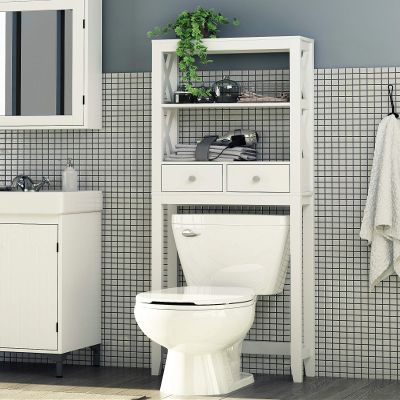 Spirich Over Toilet Storage Shelf with Drawers, Bathroom Over The Toilet Storage Cabinet, Over Toilet Bathroom Organizer, White