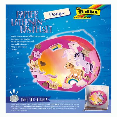 folia 68106 Craft Set, Ponies, Including Lantern Stick and LED Light, Colourful