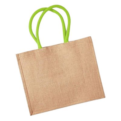 Westford Mill Classic Jute Shopper Bag (21 Liters) (Pack of 2) (One Size) (Natural/Lime)