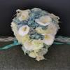 Abbie Home Dusty Blue Calla Lily White Dahlia Cascading Bridal Bouquets - Silk Flowers for Beach Wedding with Ribbon and Lace Dcor (A Cascading Bouquet) view 2