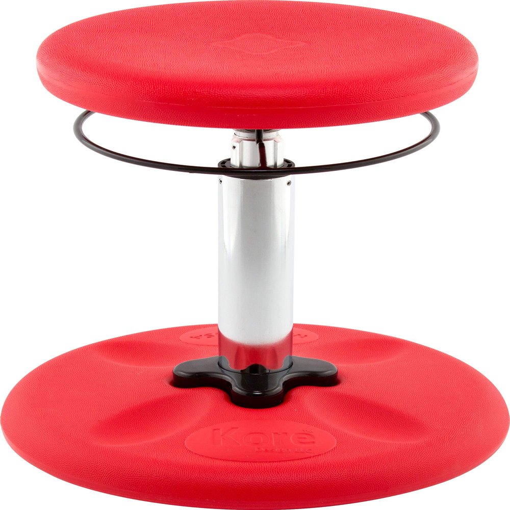 KORE Design Adjustable Wobble Stool Chair, Girls + Boys Kid Desk Stools, Ergonomic Small Office Chairs, Flexible Seating for Active Kids, ADD/ADHD, Classroom, Home, Age 6-11, Standard (14-19in), Red