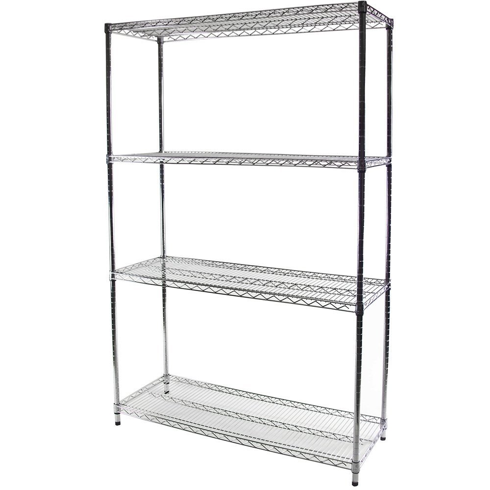 Shelving Inc. 18" d x 48" w x 64" h Chrome Wire Shelving with 4 Tier Shelves, Weight Capacity 800lbs Per Shelf