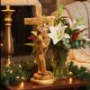 Bethlehem Handicrafts Abstract Olive Wood Statue of Saint Francis of Assisi Embracing The Crucified Christ view 1