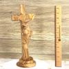 Bethlehem Handicrafts Abstract Olive Wood Statue of Saint Francis of Assisi Embracing The Crucified Christ view 3