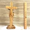 Bethlehem Handicrafts Abstract Olive Wood Statue of Saint Francis of Assisi Embracing The Crucified Christ view 4