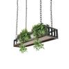 Creative Retro Ceiling Mounted Hanging Solid Wood Flower Shelves | Kitchen/Bar/Restaurant Iron Storage Racks|Vintage Suspended Wall Shelf Holder view 1